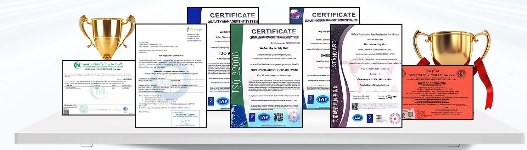 Jinbei certificates and qualifications